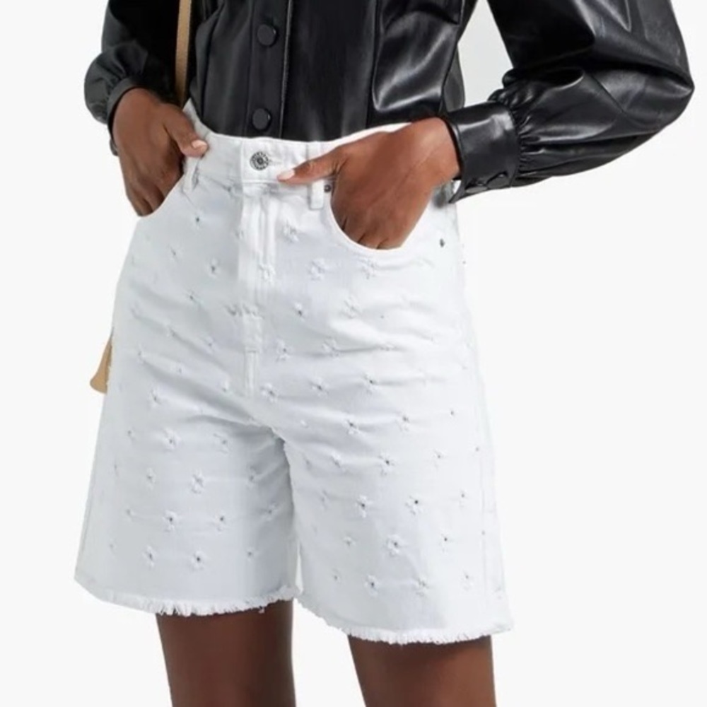 Isabel Marant white distressed shorts